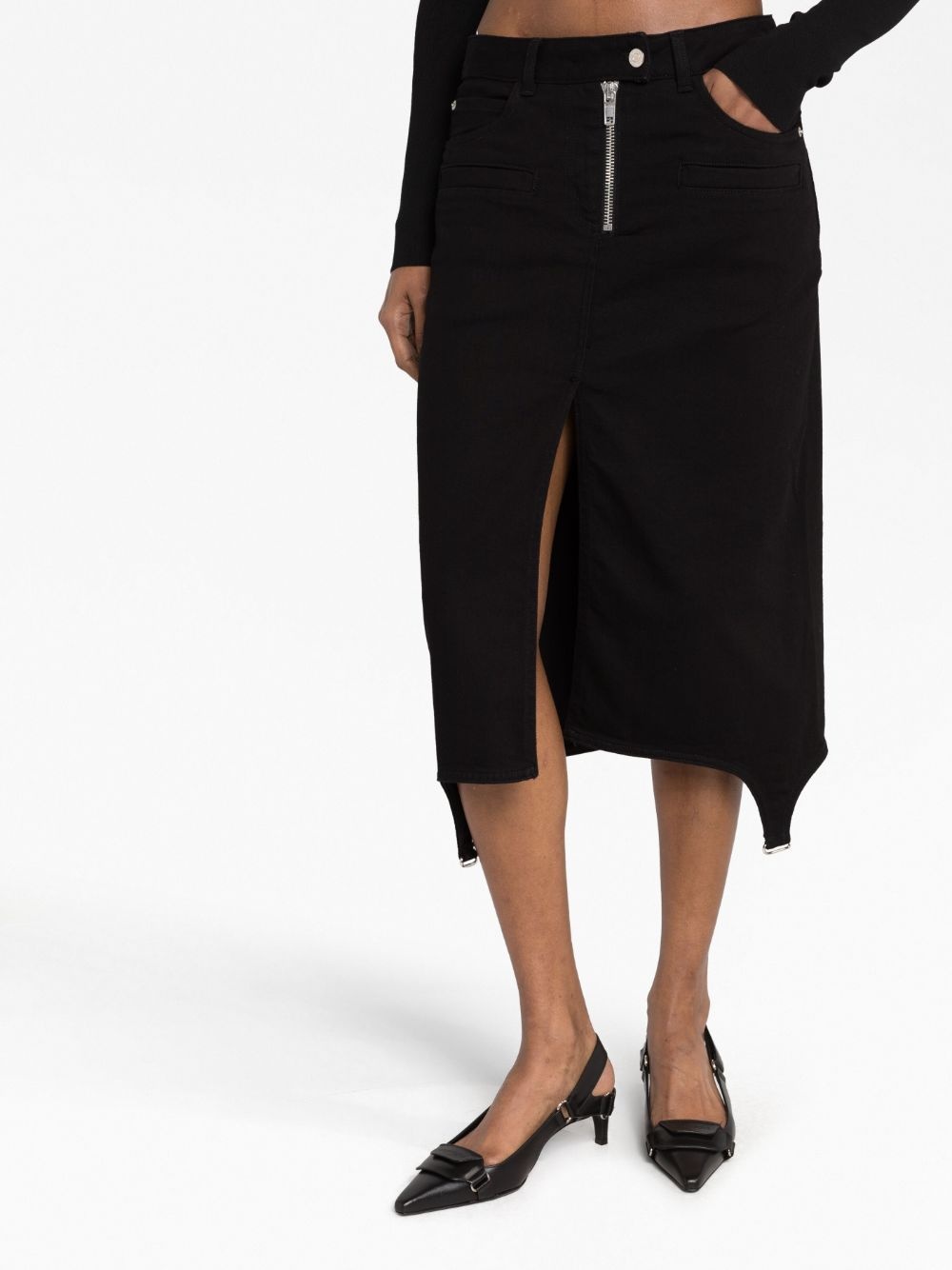 asymmetric zipped denim skirt - 5
