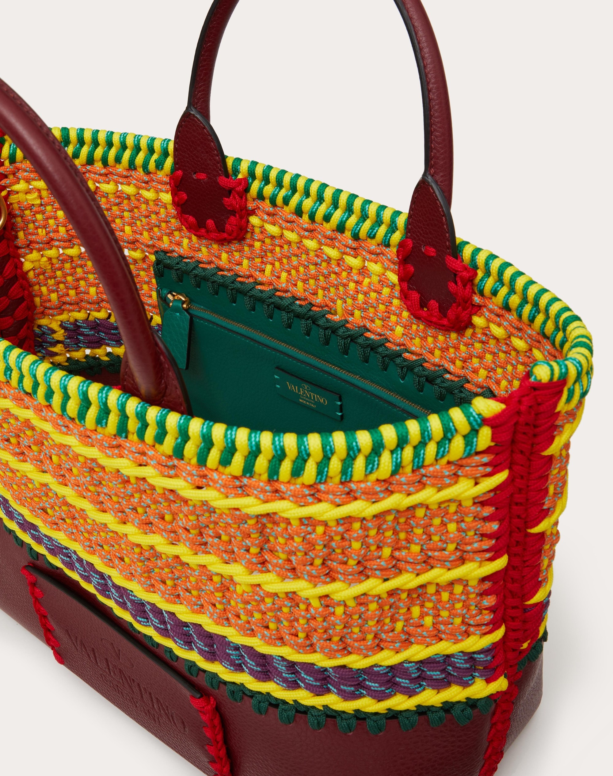 SMALL VALENTINO GARAVANI CROCHET BAGS FABRIC TOTE 4