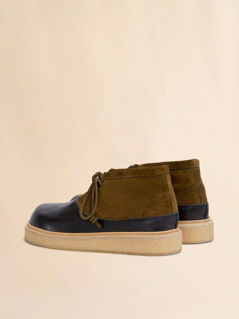 BLACK AND GREEN LEATHER DESERT BOOT WITH PARA RUBBER SOLE - 3