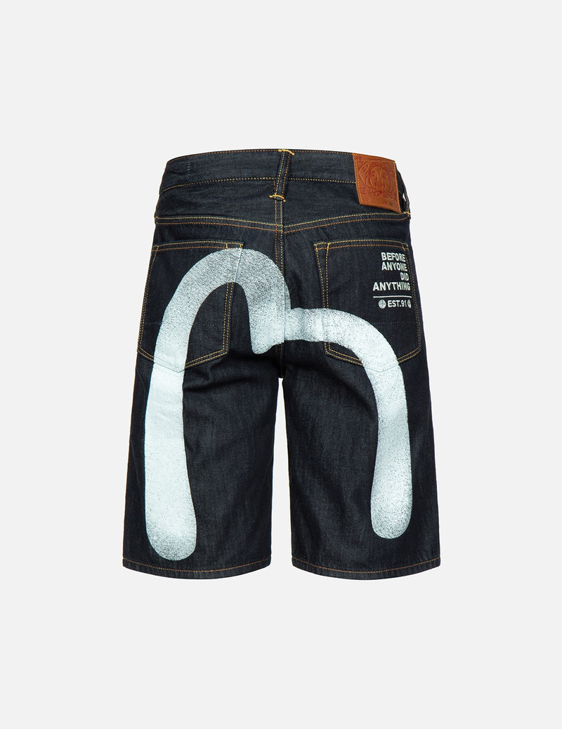 EVISU SEAGULL DAICOCK PRINT DENIM SHORTS outlook