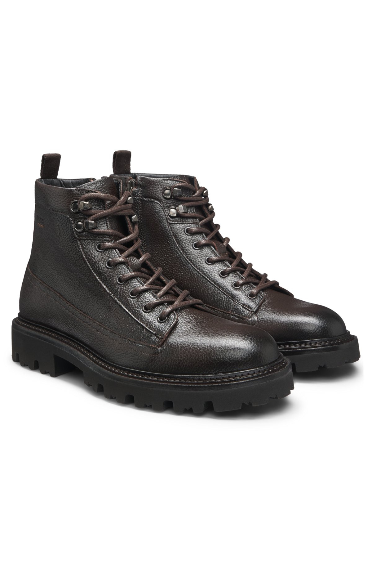 GRAINED-LEATHER HALF BOOTS WITH HIKING-STYLE LACES - 2