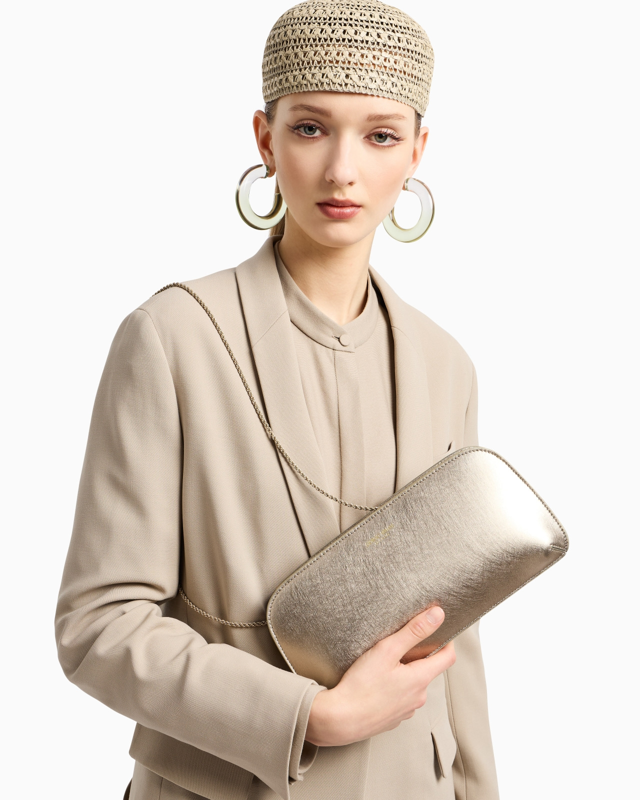 LAMÉ LEATHER LA PRIMA HORIZONTAL CLUTCH BAG - 7