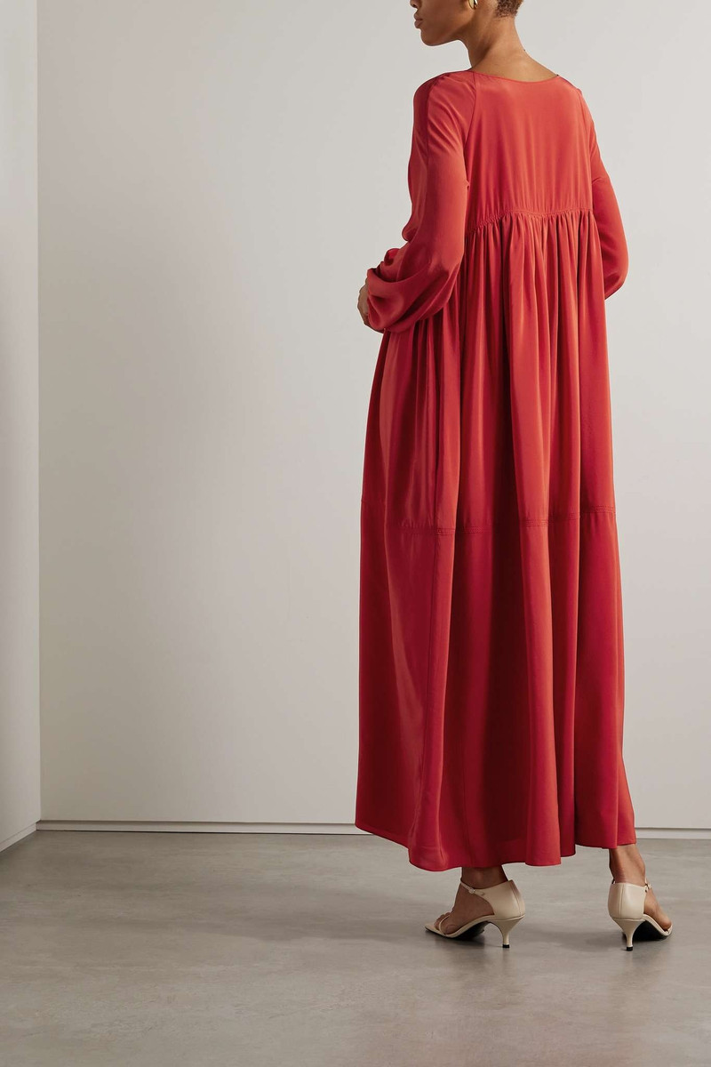 Gathered silk crepe de chine maxi dress 3