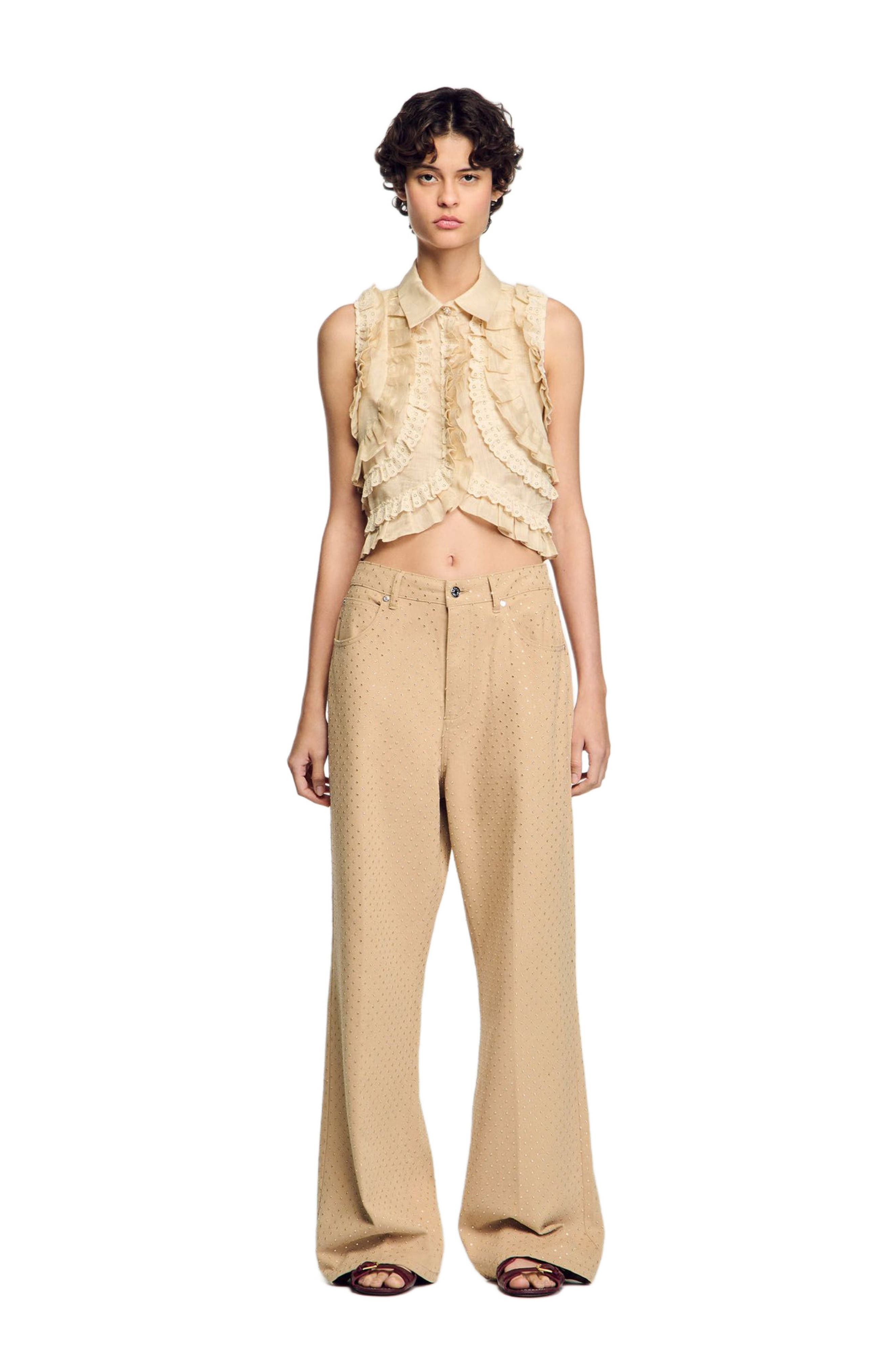 SANDRO Ruffled cropped shirt at Nordstrom - 1