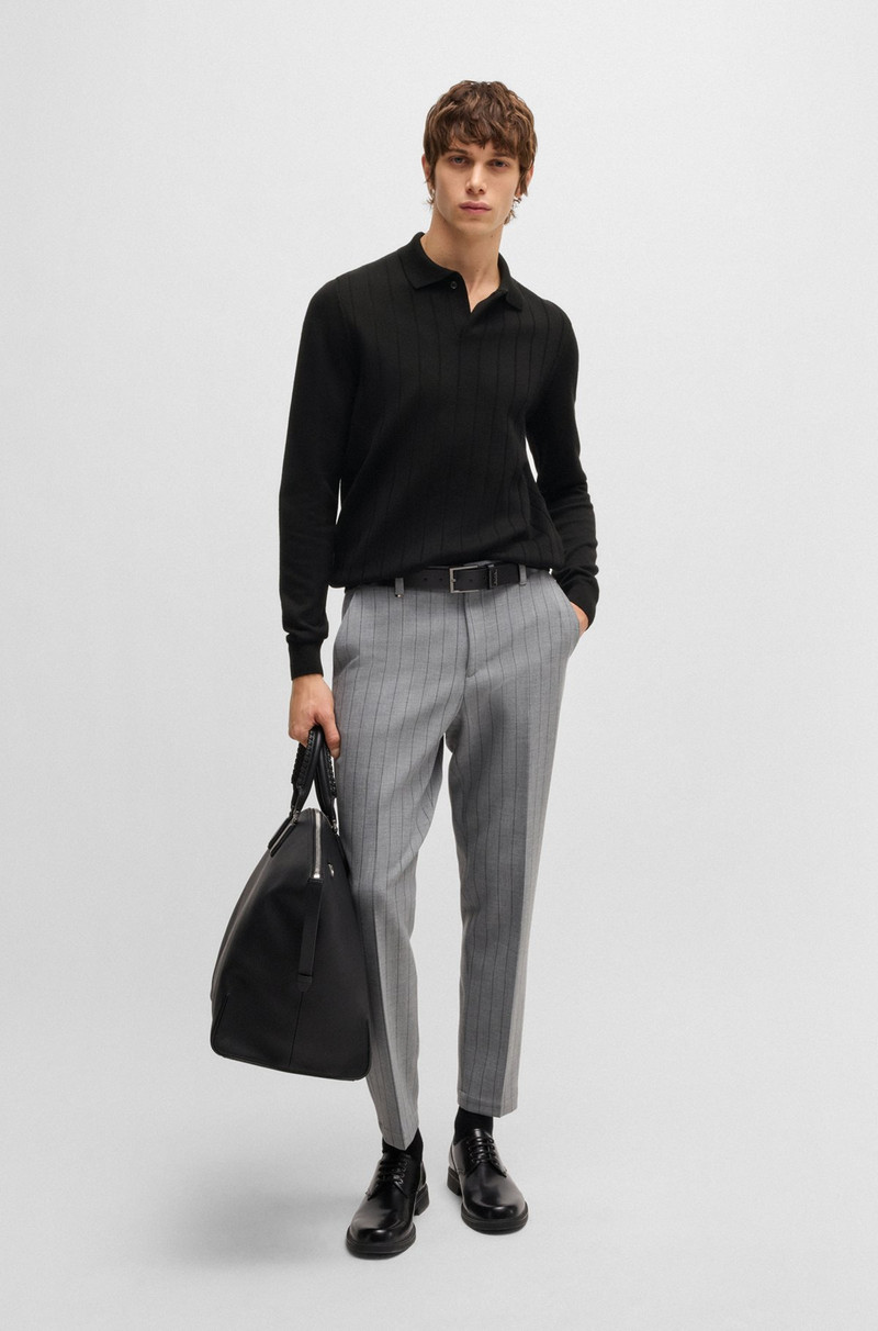 BOSS WOOL POLO SWEATER WITH KNITTED STRIPES outlook