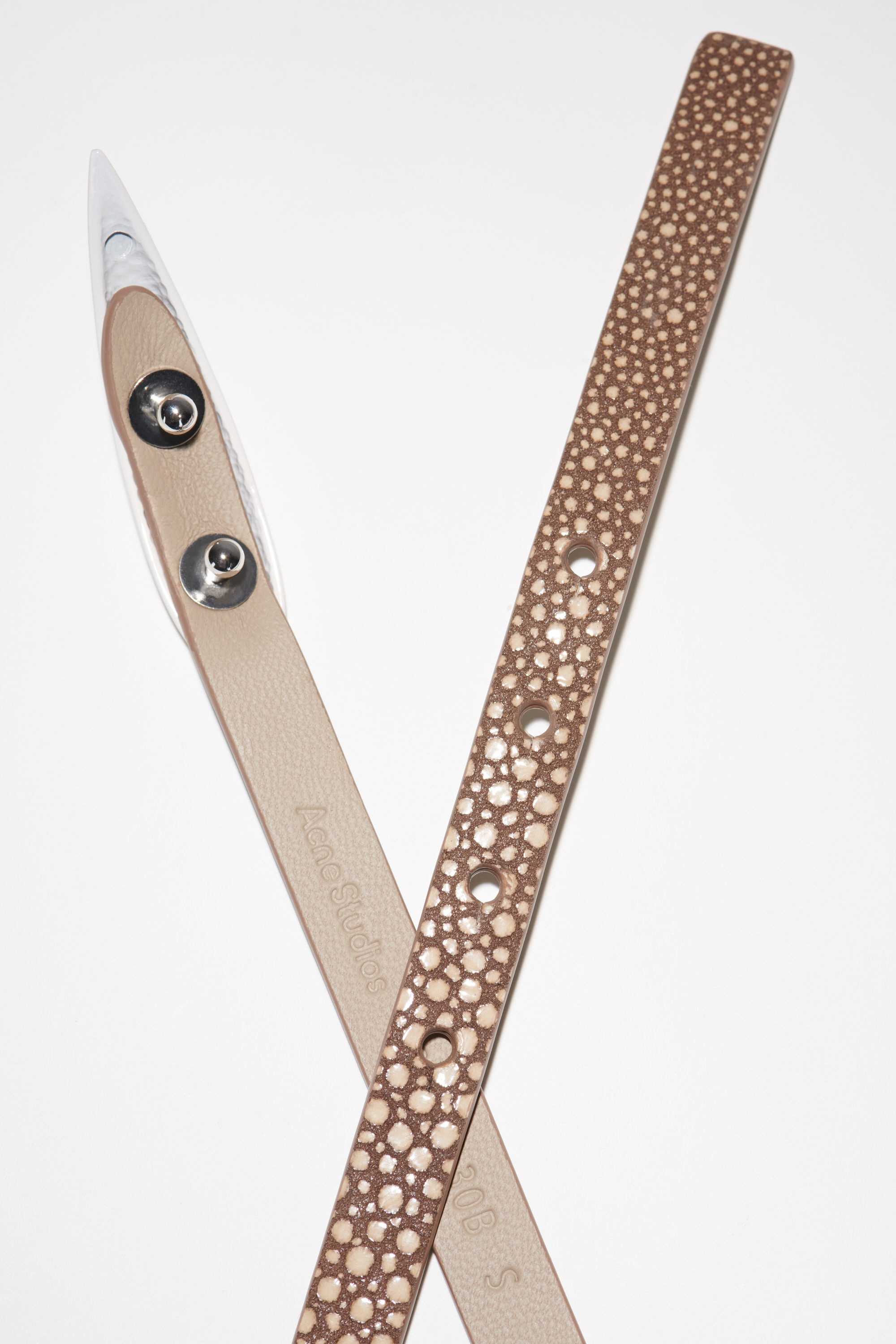 Leather nail bracelet - Beige - 2