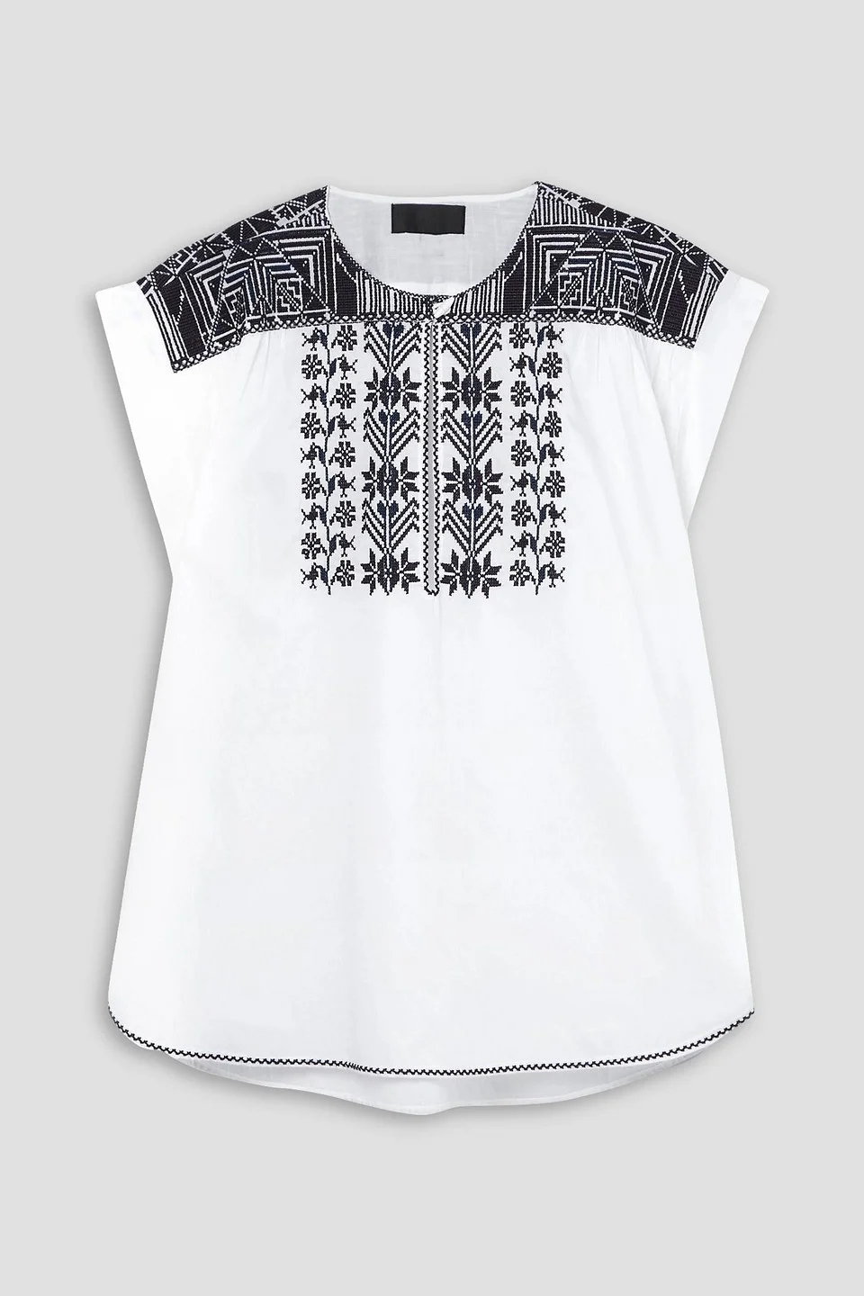 Aurielle embroidered cotton-poplin top - 1