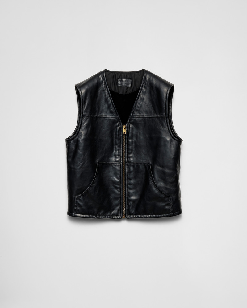Leather and shearling vest 1