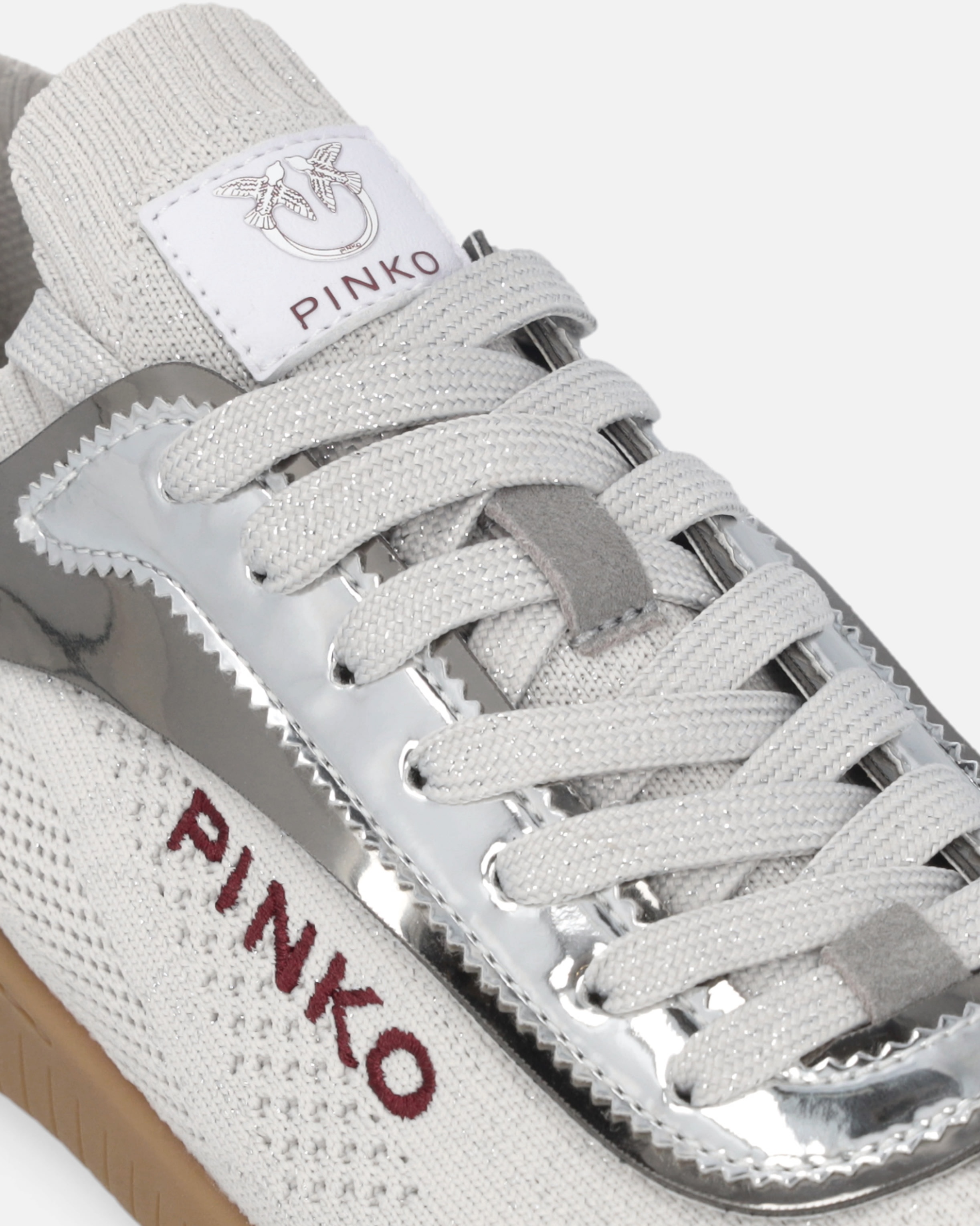KNIT LOW-TOP SNEAKERS WITH MIRROR-FINISH INSERTS - 4