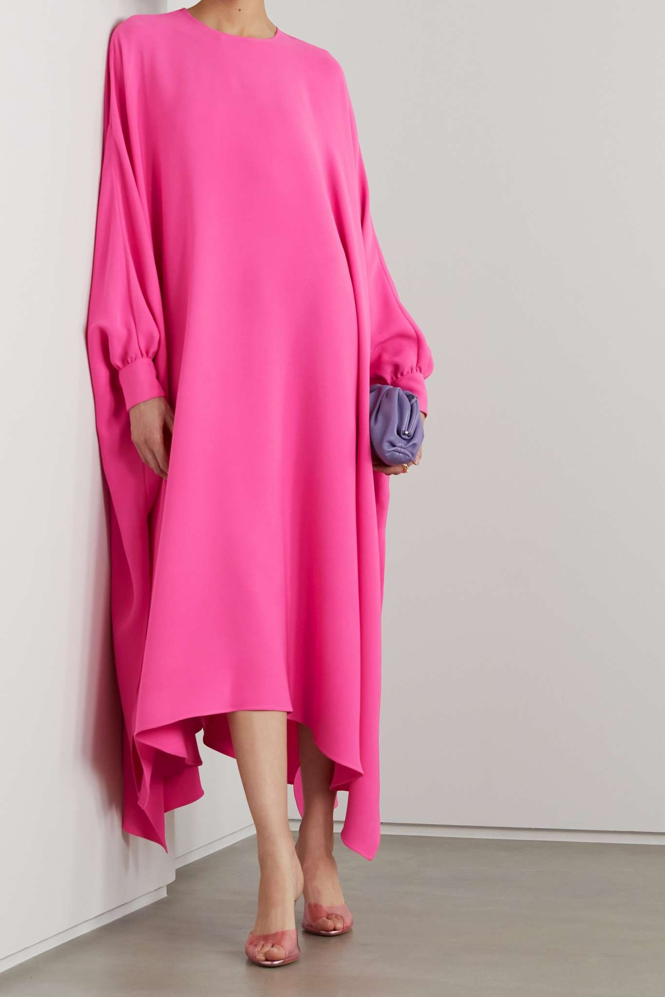 Oversized asymmetric draped silk-crepe dress - 2