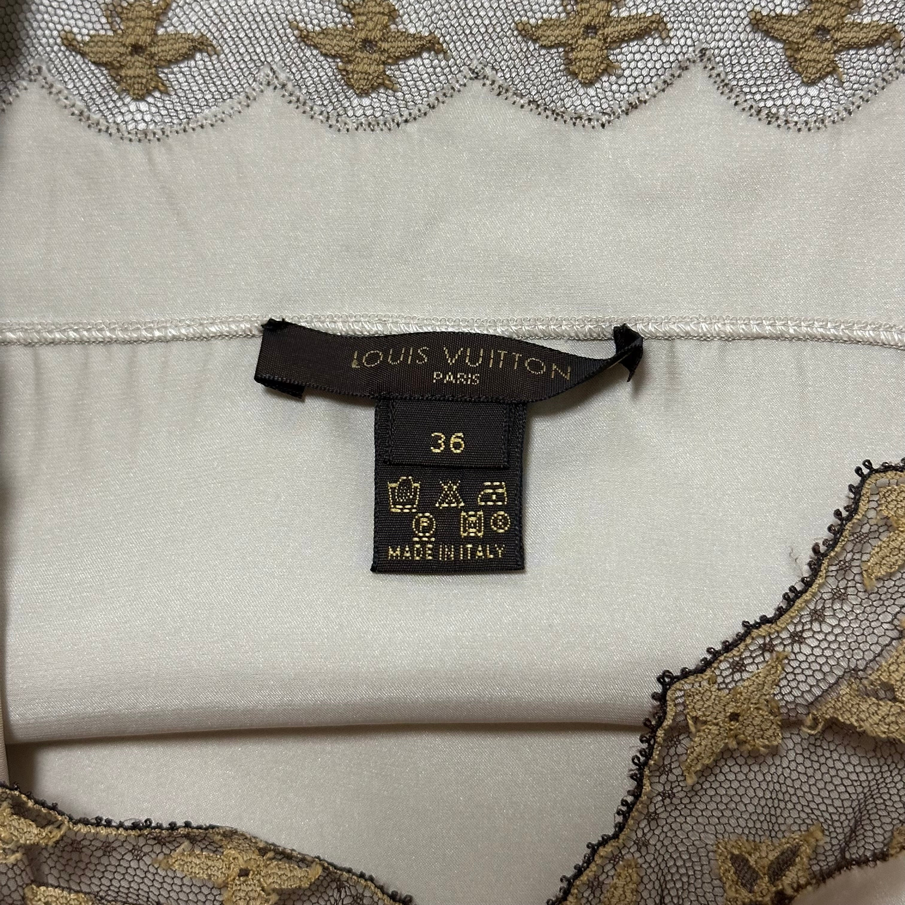 LOUIS VUITTON Silk Camisole with Monogram Lace Trim - 5