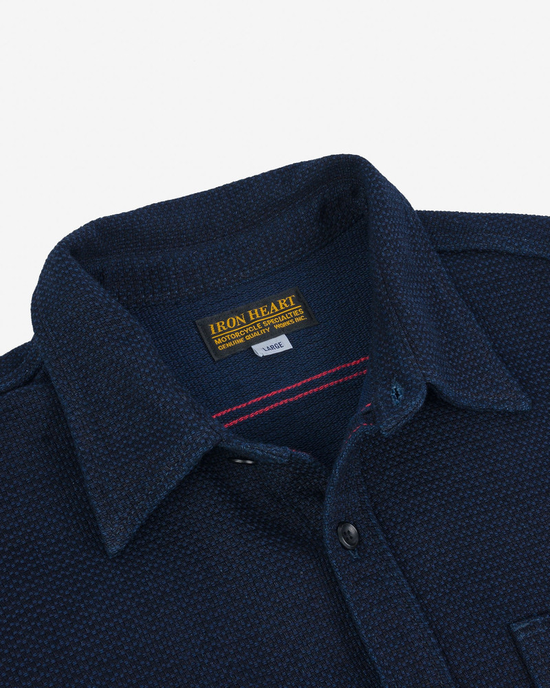 IHSH-380-IND 12OZ DOBBY CLOTH WORK SHIRT - INDIGO 8