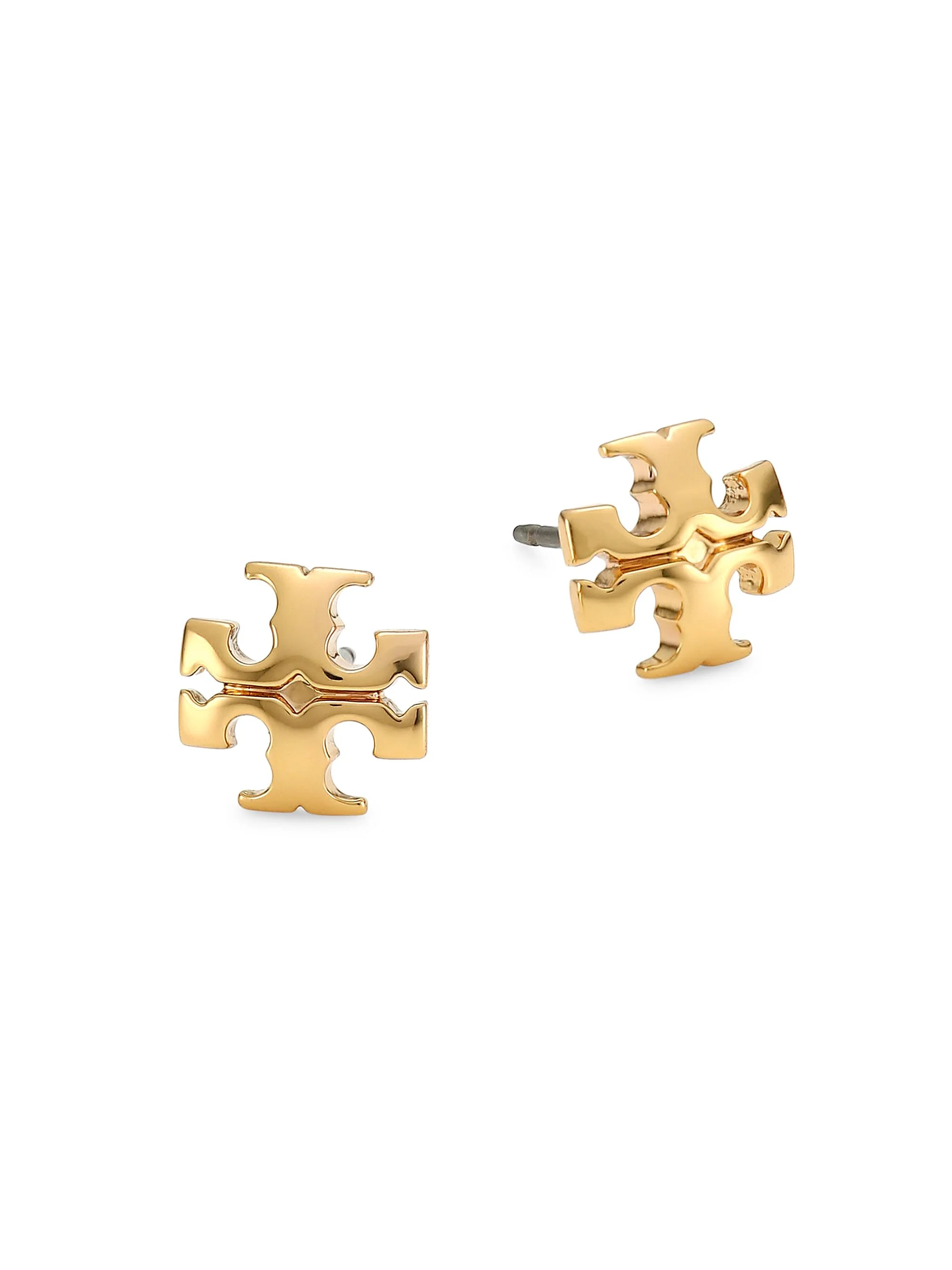Goldtone Logo Stud Earrings - 1