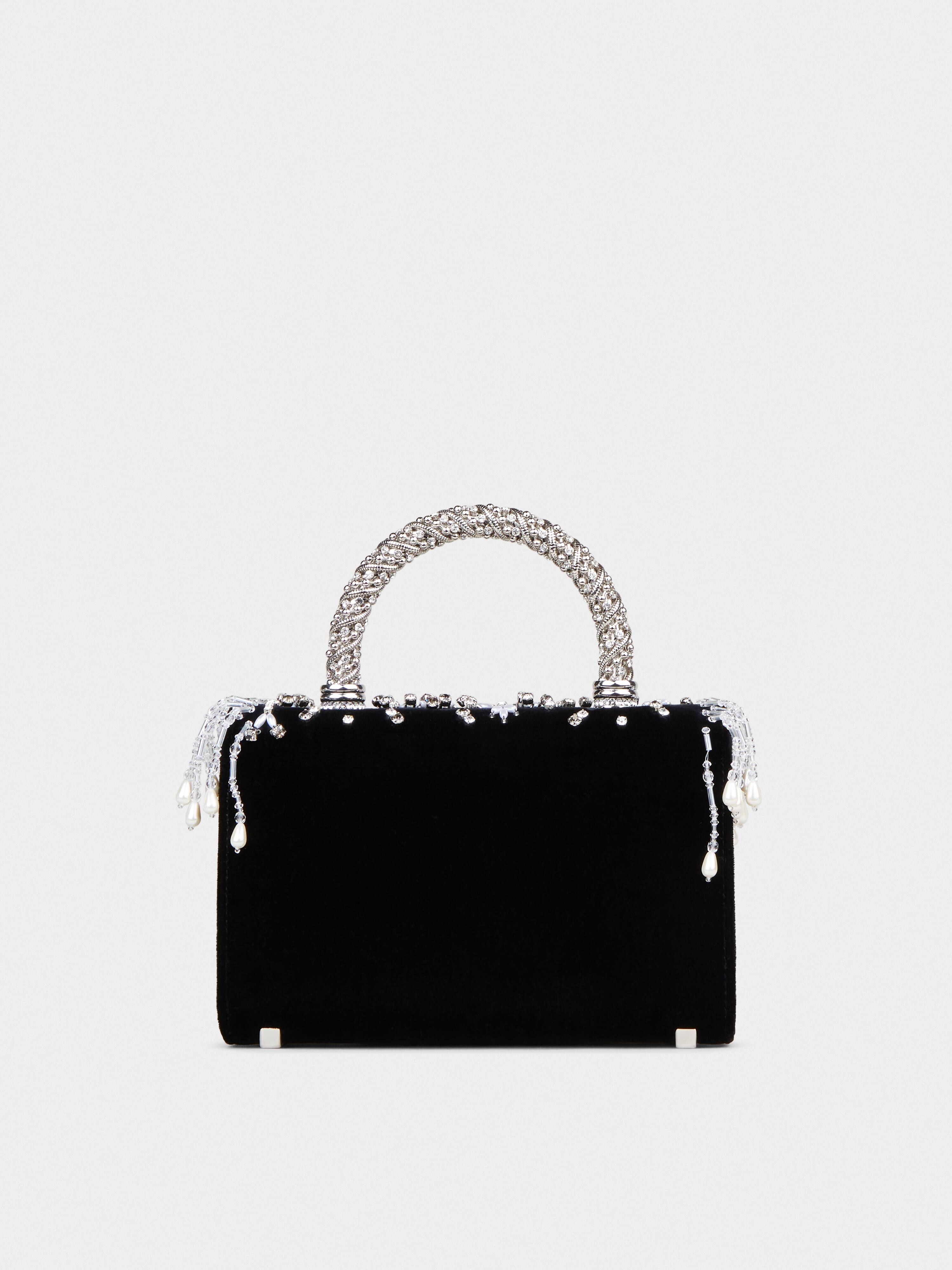 Ramage Jewel Mini Flower Strass Buckle Clutch Bag in Velvet - 4