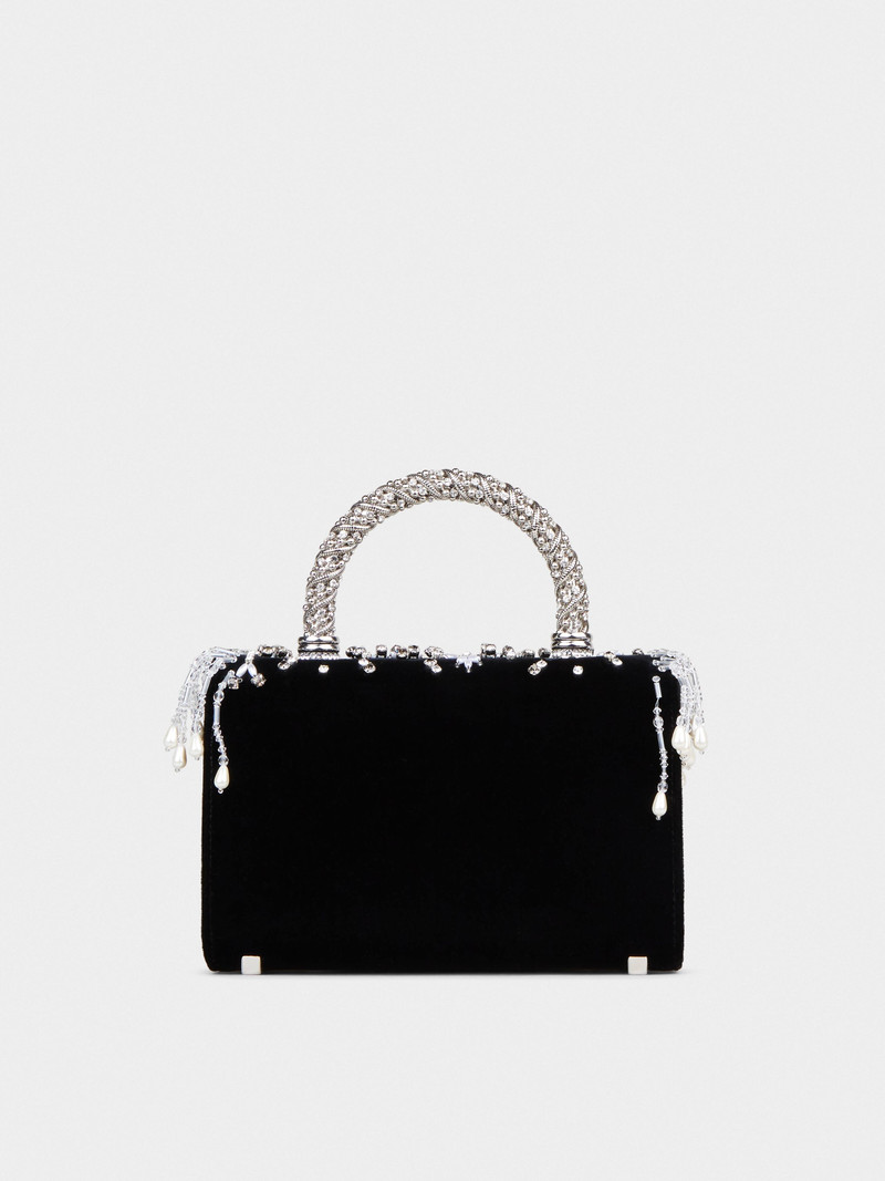 Ramage Jewel Mini Flower Strass Buckle Clutch Bag in Velvet 4