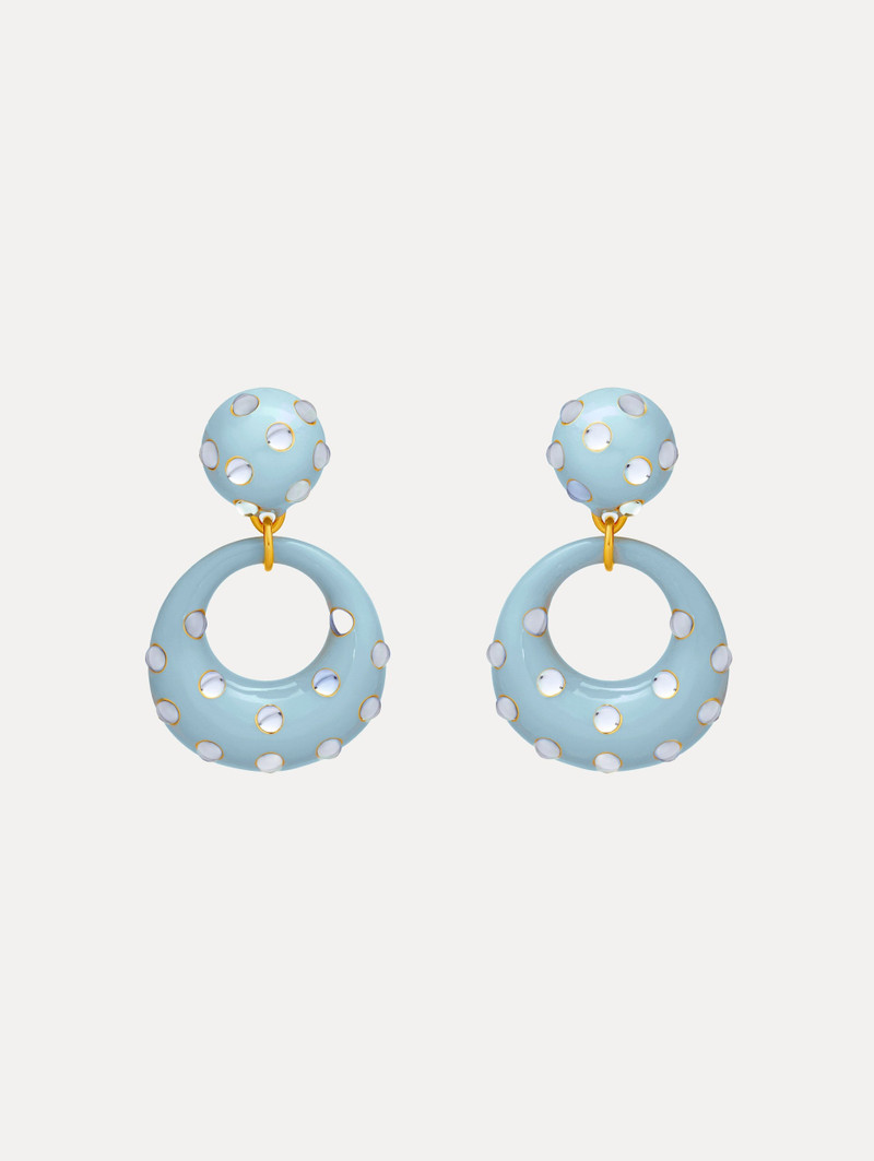 ENAMEL CABOCHON HOOP CLIP-ON EARRINGS 1