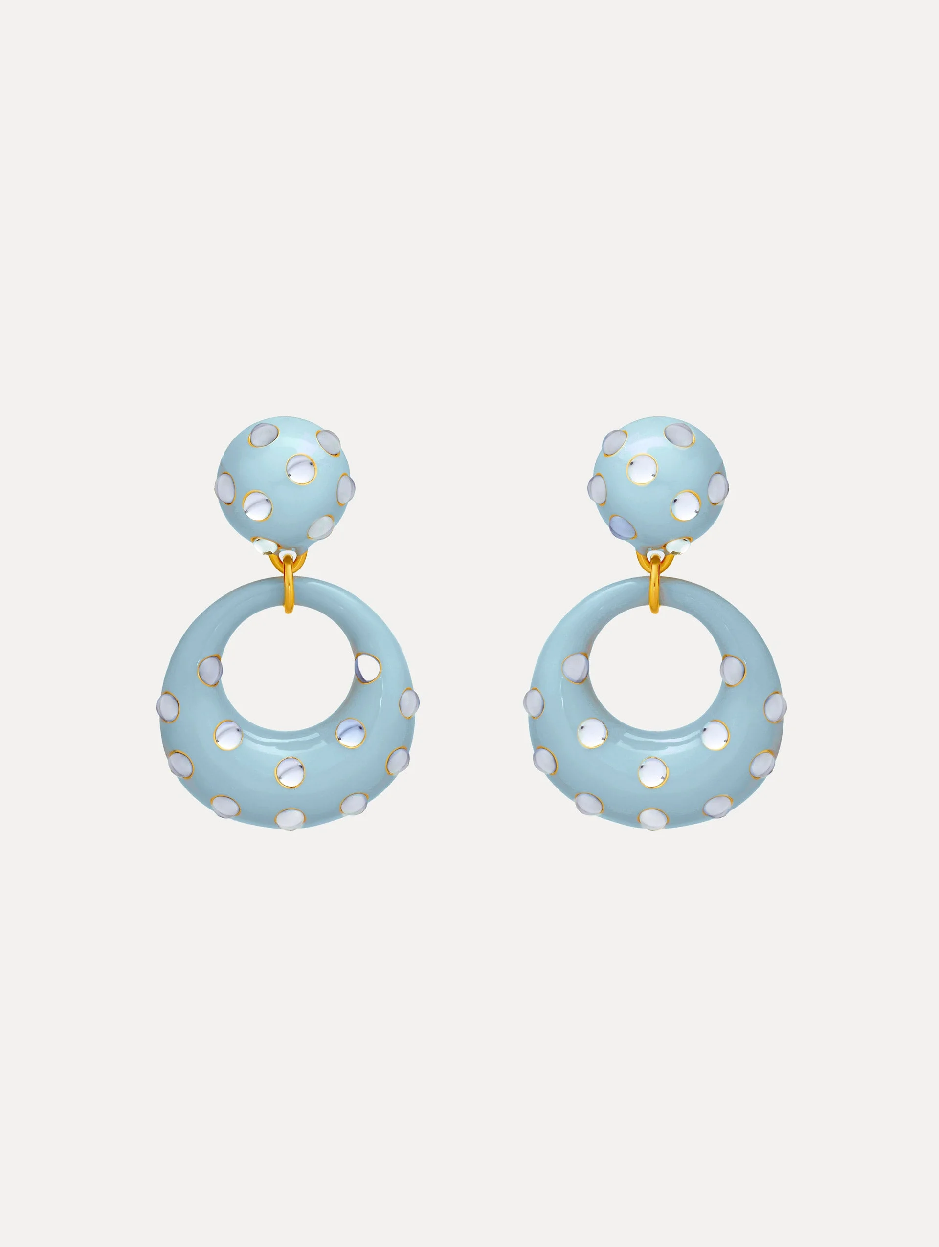 ENAMEL CABOCHON HOOP CLIP-ON EARRINGS - 1