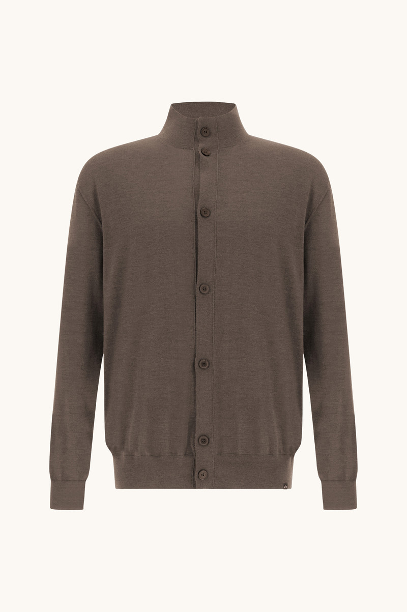 CARDIGAN IN 140'S SUPERFINE MERINO WOOL - 1