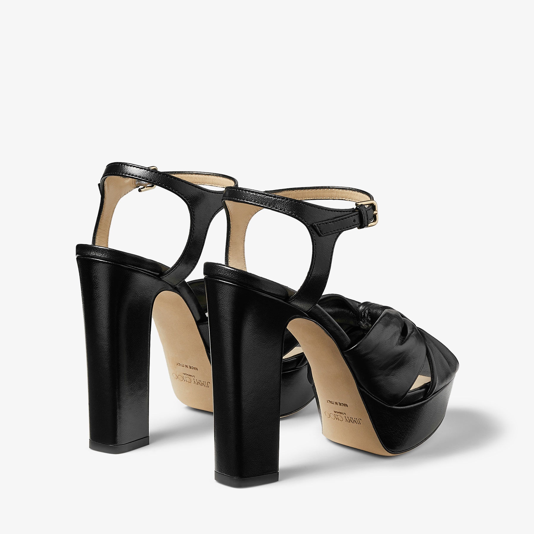 Heloise 120
Black Nappa Leather Platform Sandals - 5