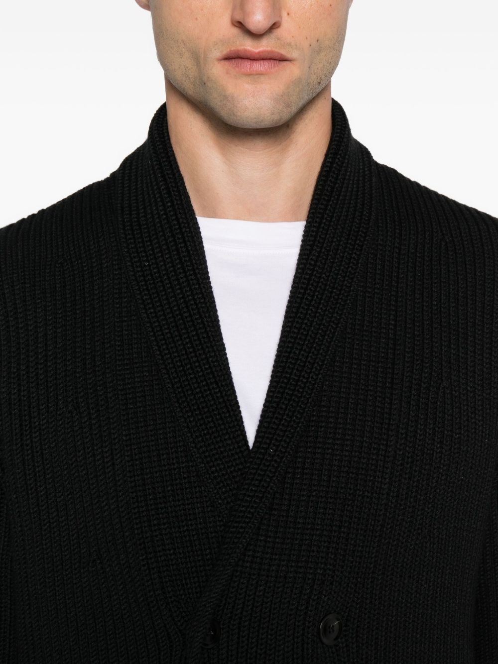ribbed-knit double-breasted cardigan - 5