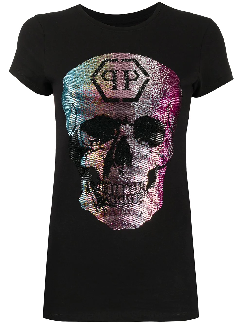 ombre skull print T-shirt - 1