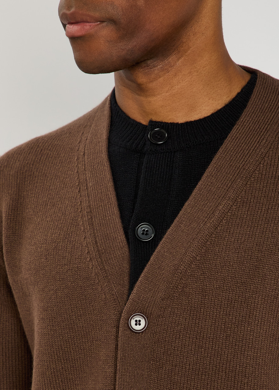 JW Anderson Contrast Layered Wool and Cashmere-blend Cardigan - 5