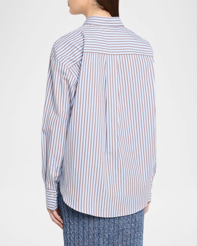 Monili-Trim Striped Cotton Poplin Button-Down Shirt 3