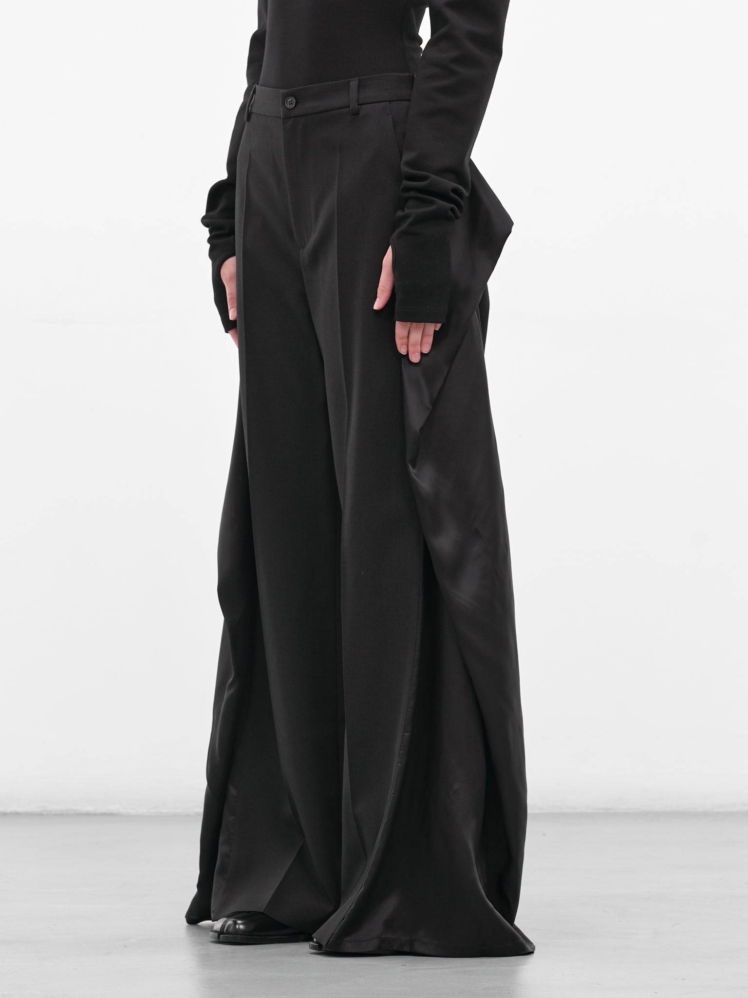 Black Deconstructed Wrap Layering Trousers - 2