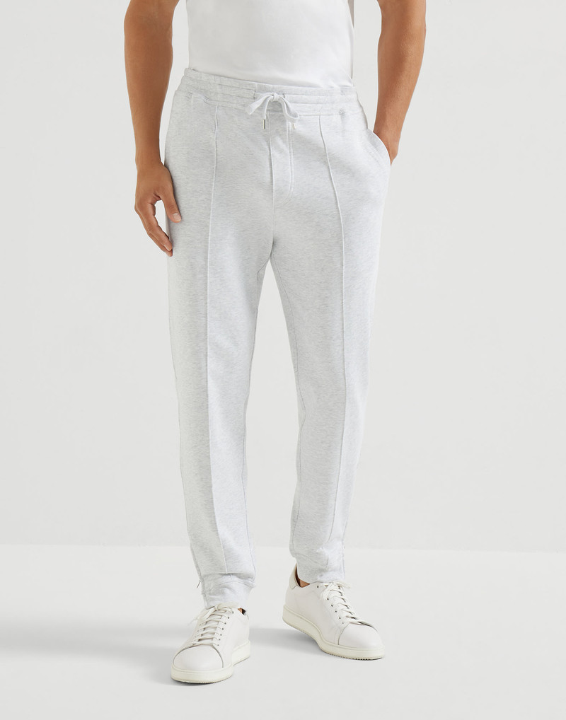 Techno cotton French terry trousers with Crête detail and elasticated zipper cuffs 2
