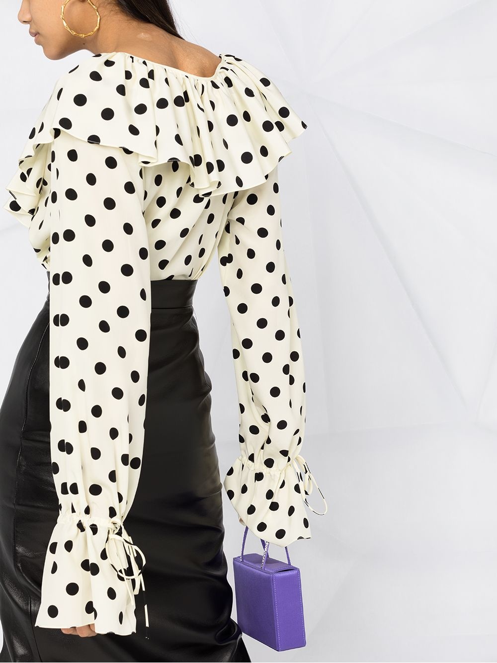 ruffle collar polka-dot print blouse - 3