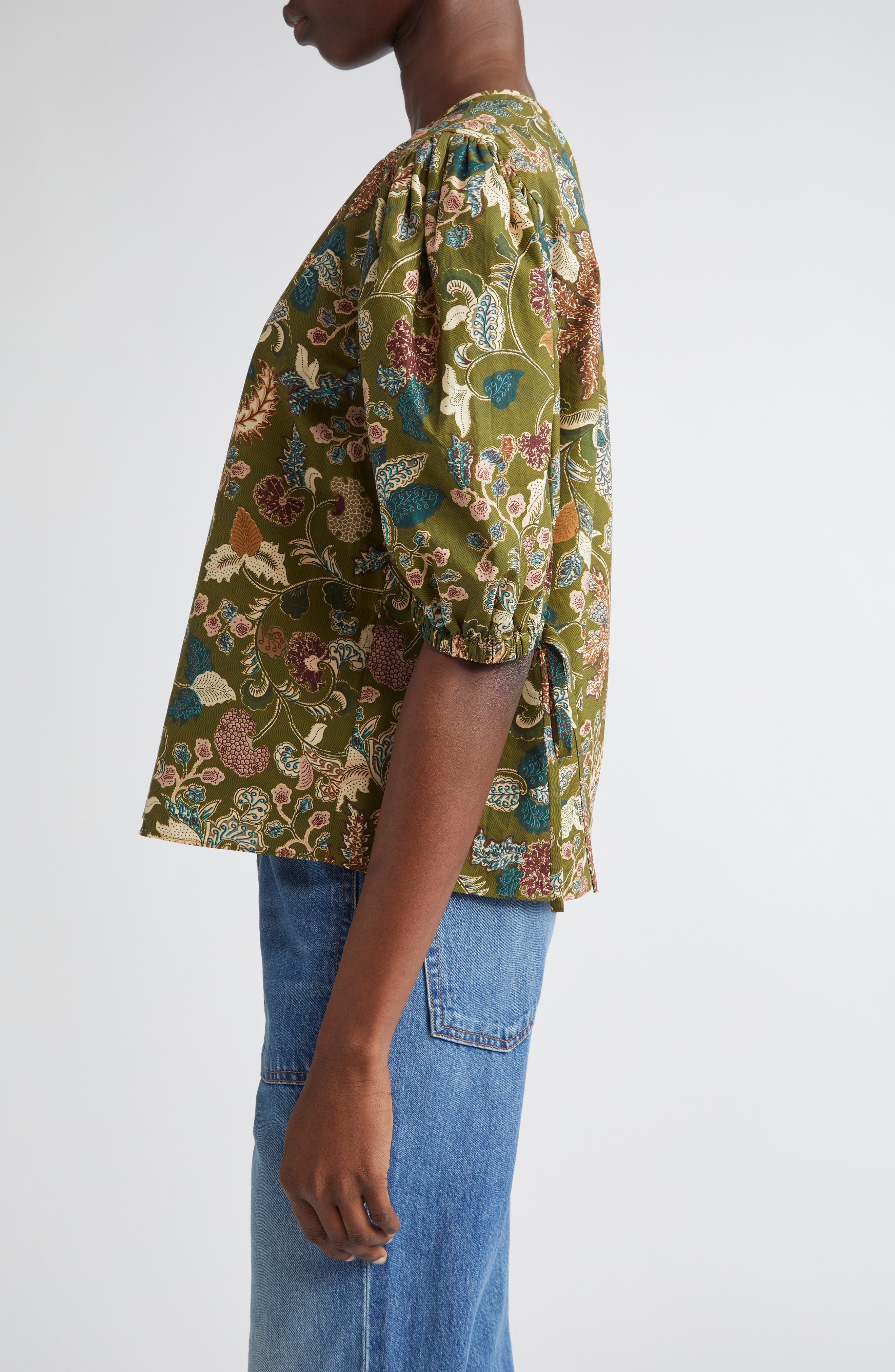 Ulla Johnson Coralie Embroidered Puff Sleeve Top in Lichen at Nordstrom - 3