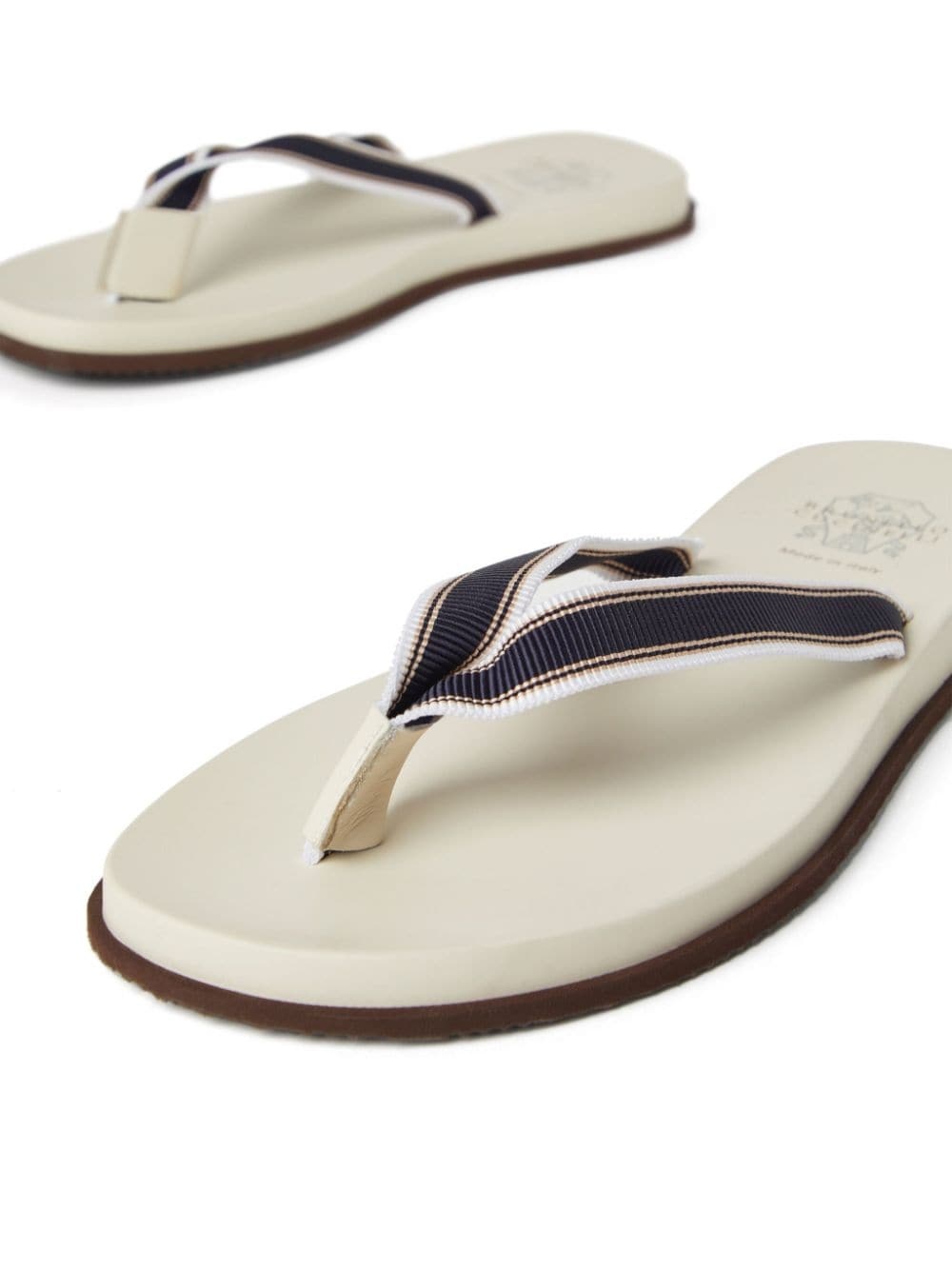 striped leather flip flops - 4