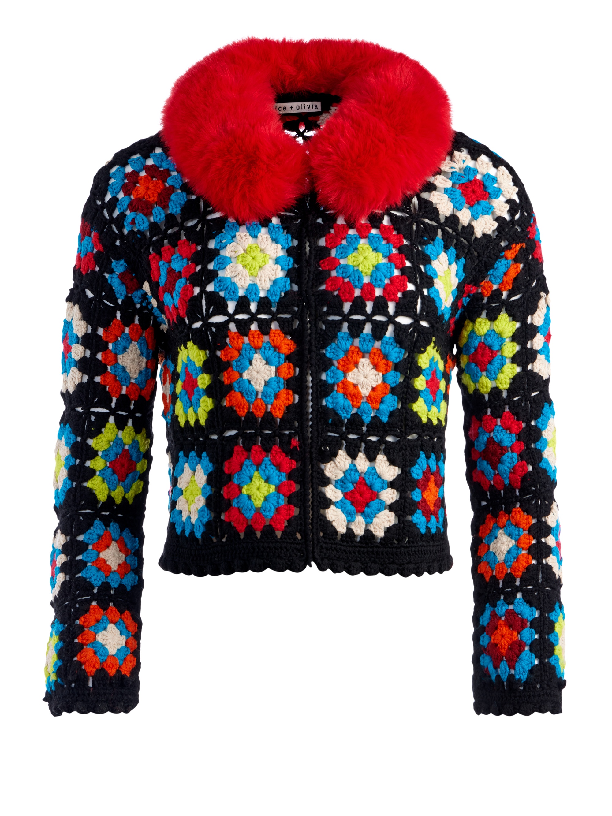 ANDERSON CROPPED FAUX FUR COLLARED CARDIGAN - 1