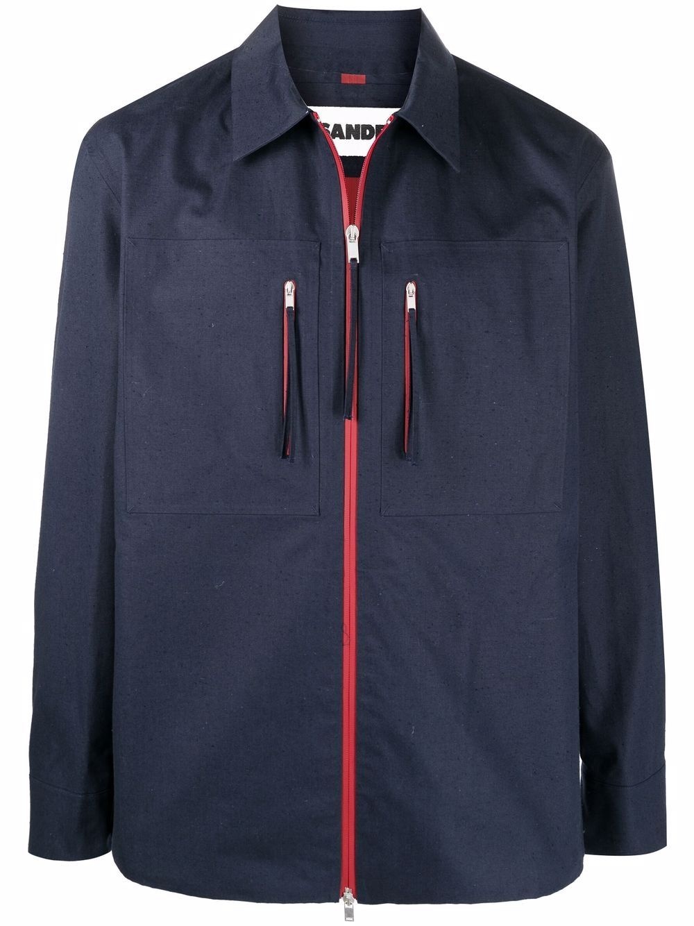 zip-up cotton shirt jacket - 1