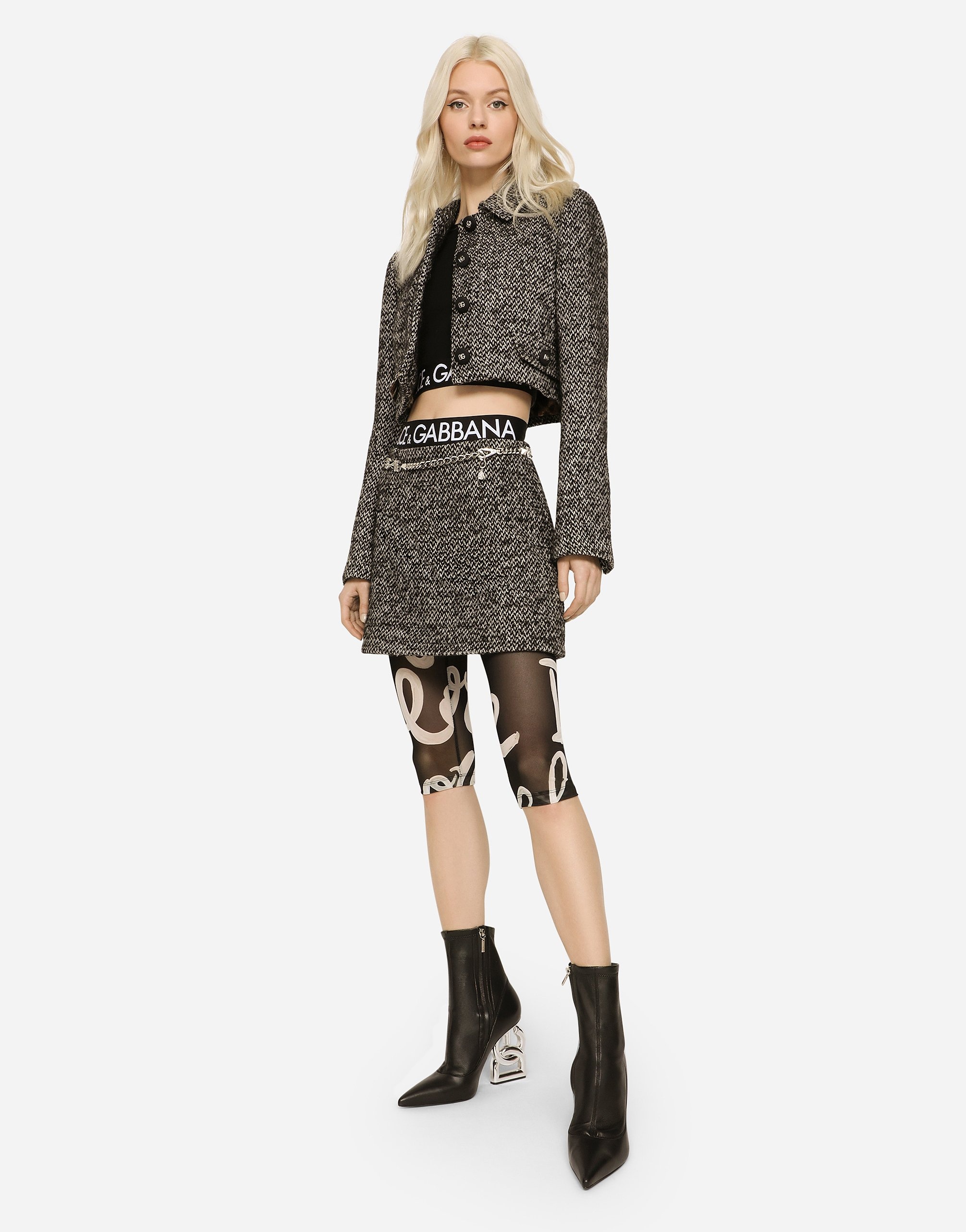 Cropped speckled tweed jacket - 2