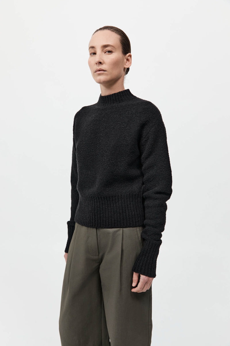 Boucle Wool Jumper - Black - 4