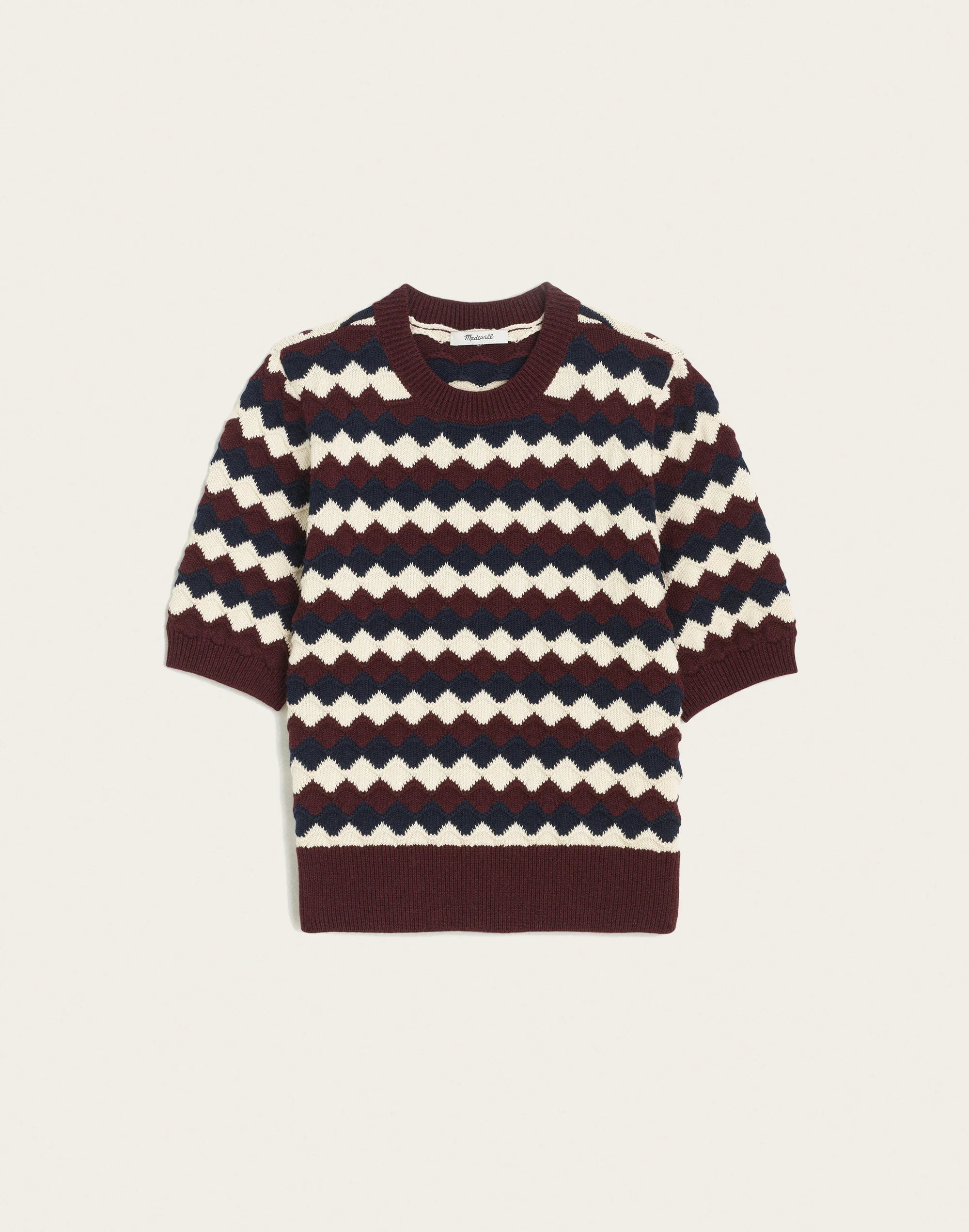 Puff-Sleeve Crewneck Sweater in 100% Cotton - 1
