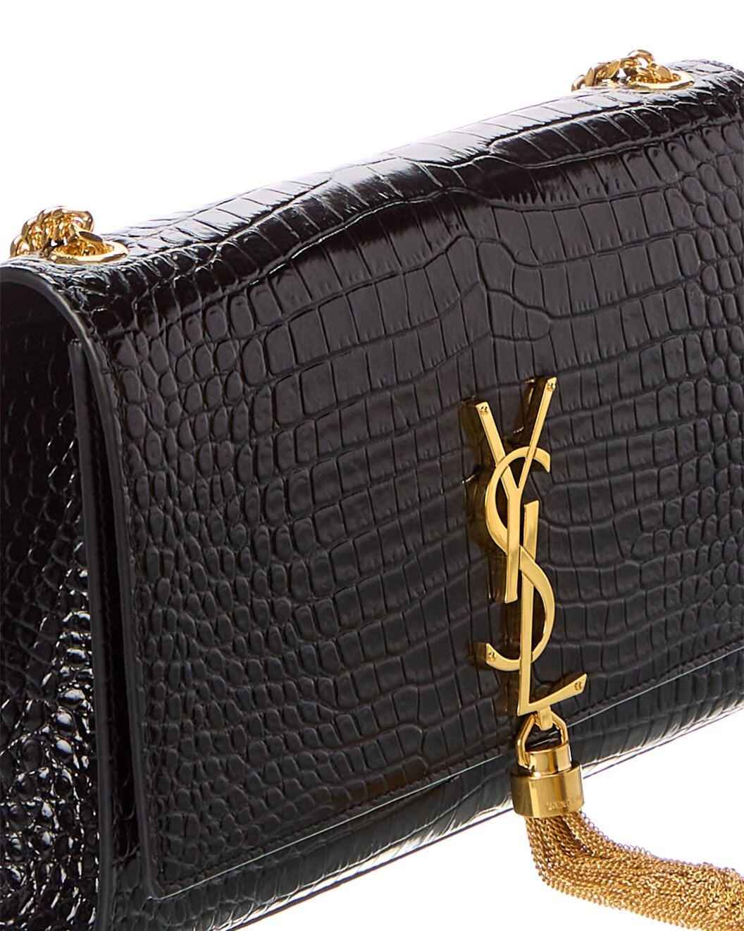 Saint Laurent Kate Tassel Medium Croc-Embossed Leather Shoulder Bag - 3