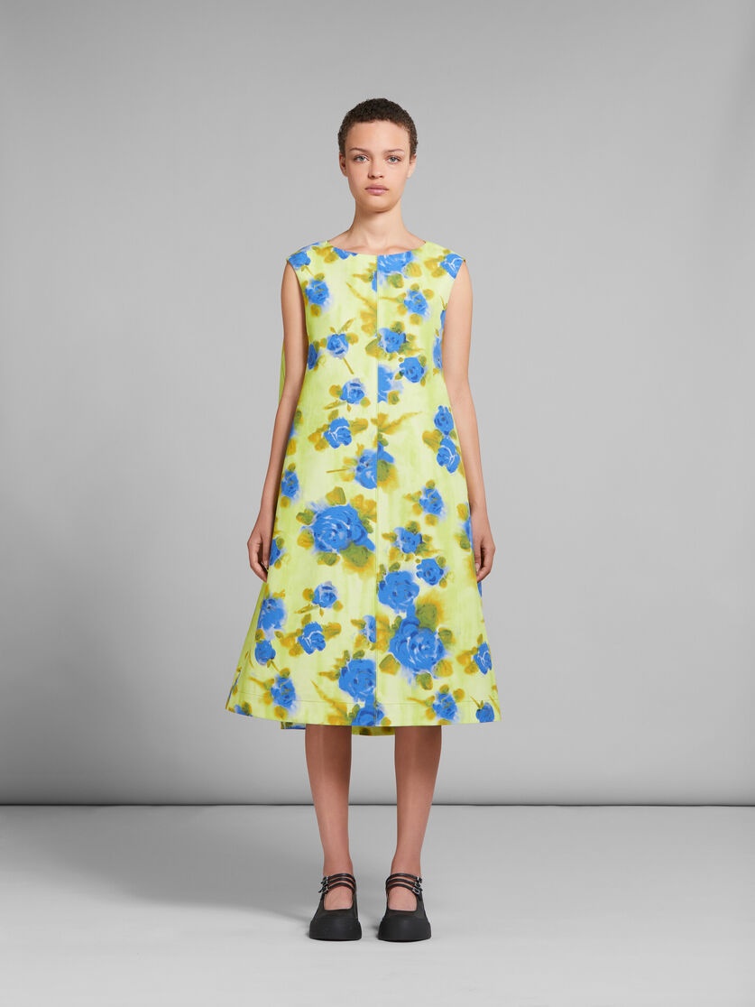 YELLOW CADY COCOON DRESS WITH IDYLL PRINT - 2