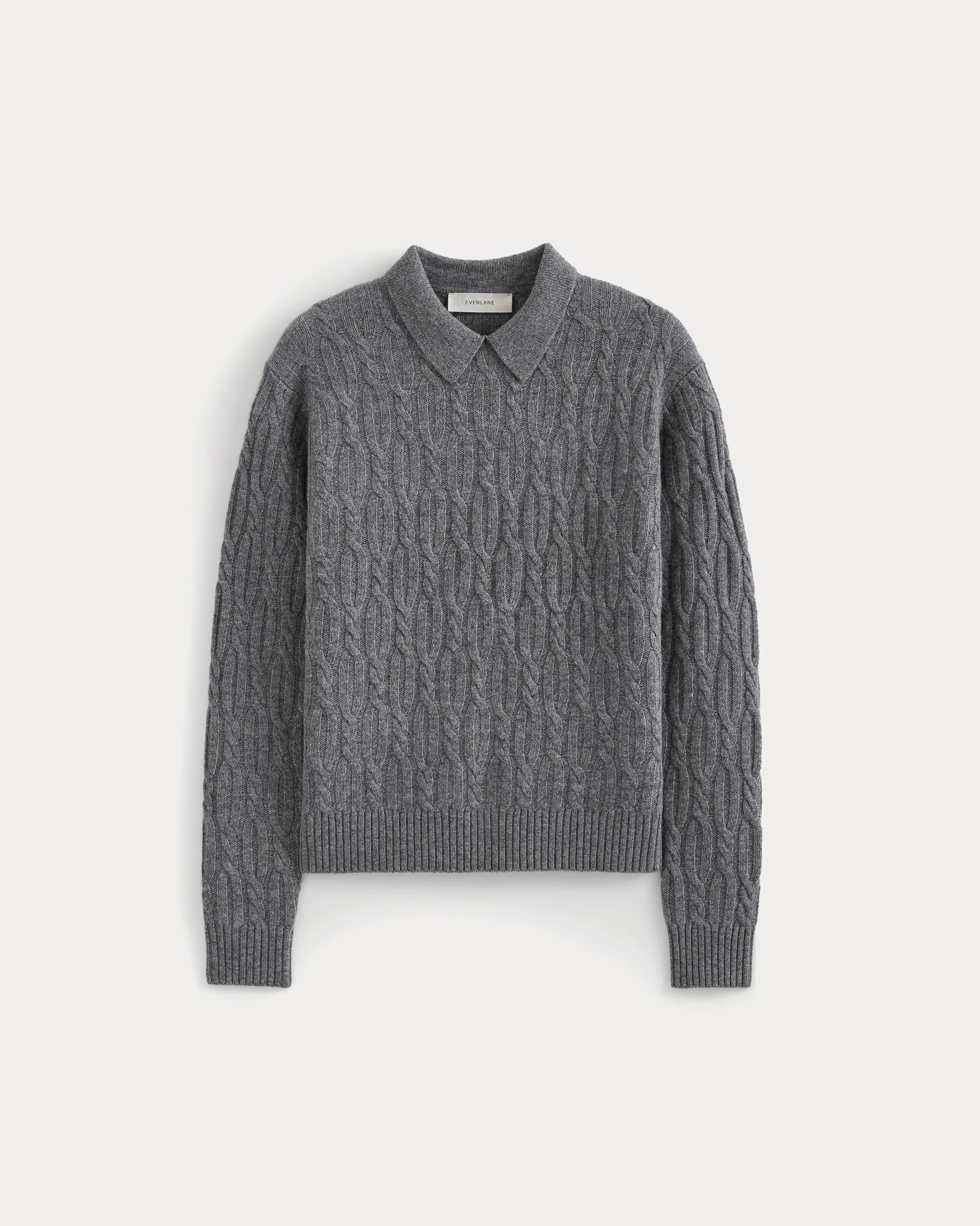 CABLE-KNIT POLO IN LUXE MERINO - 1