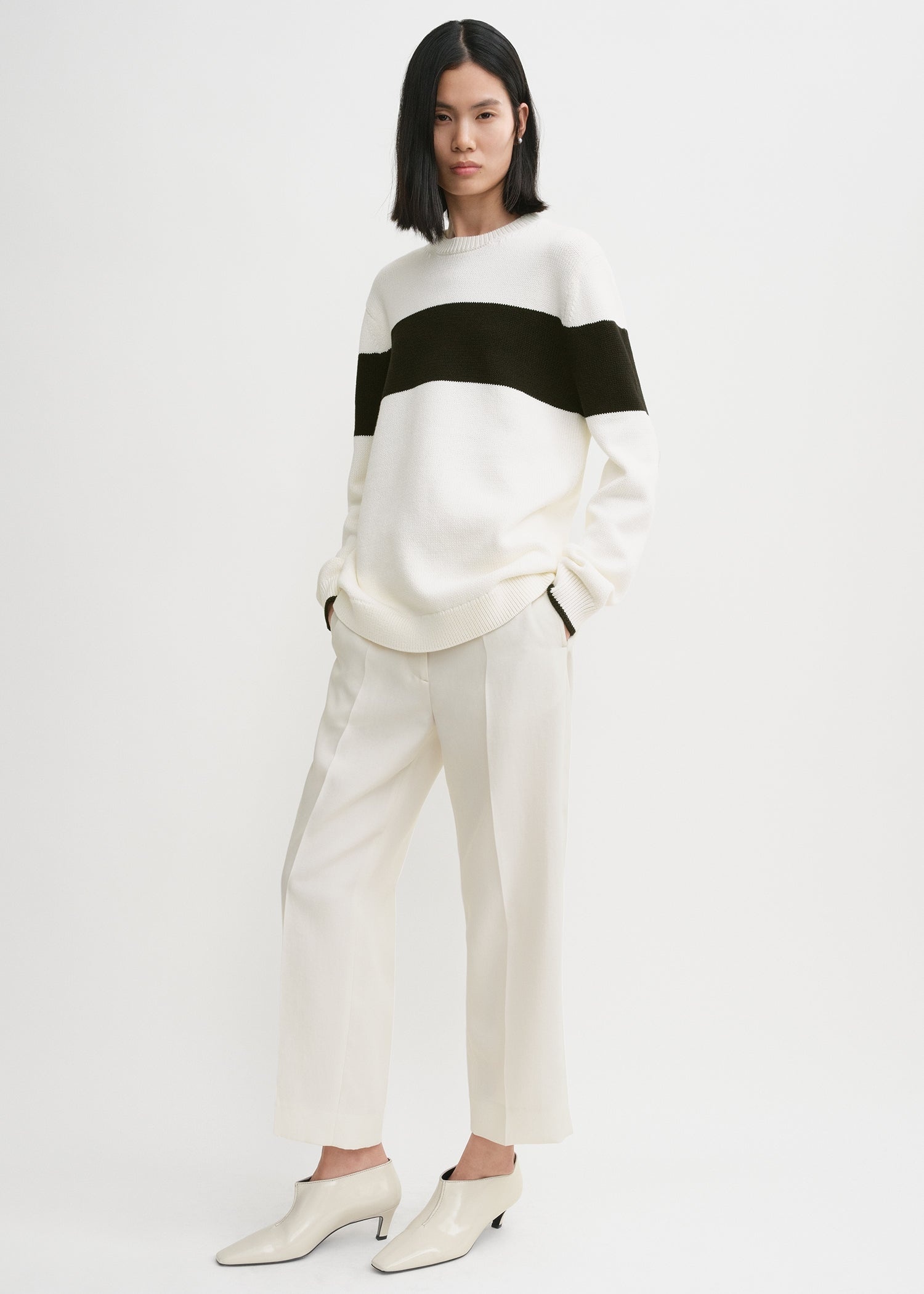 Contrast-stripe knit white/black - 2