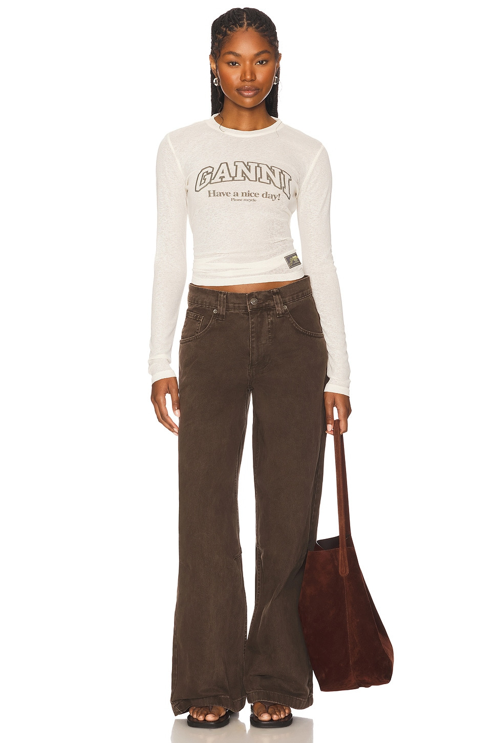 Printed Marl Mesh Long Sleeve Top - 4