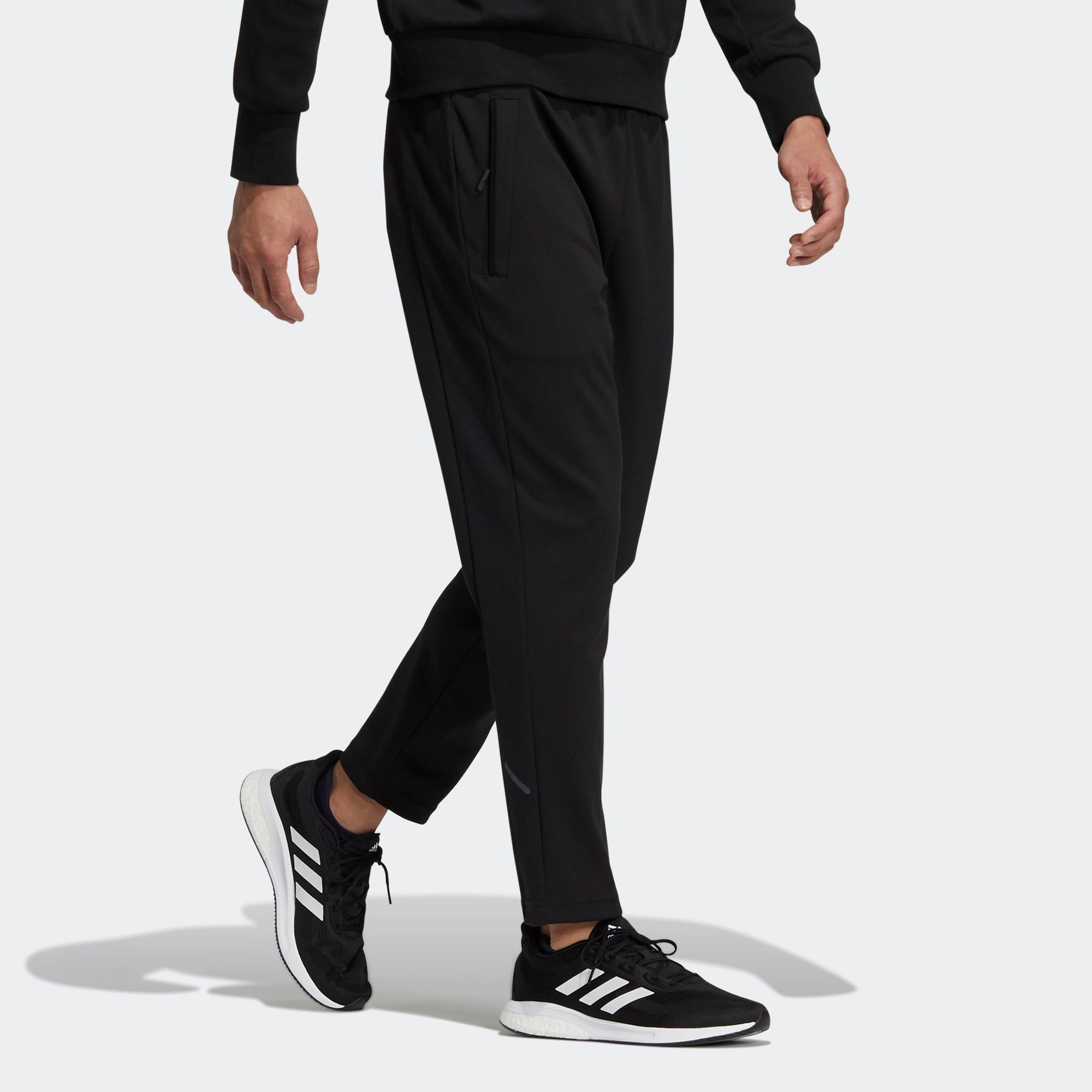 Men's adidas Wj Kn Pm Pnt Solid Color Training Running Sports Pants/Trousers/Joggers Black HE5124 - 4