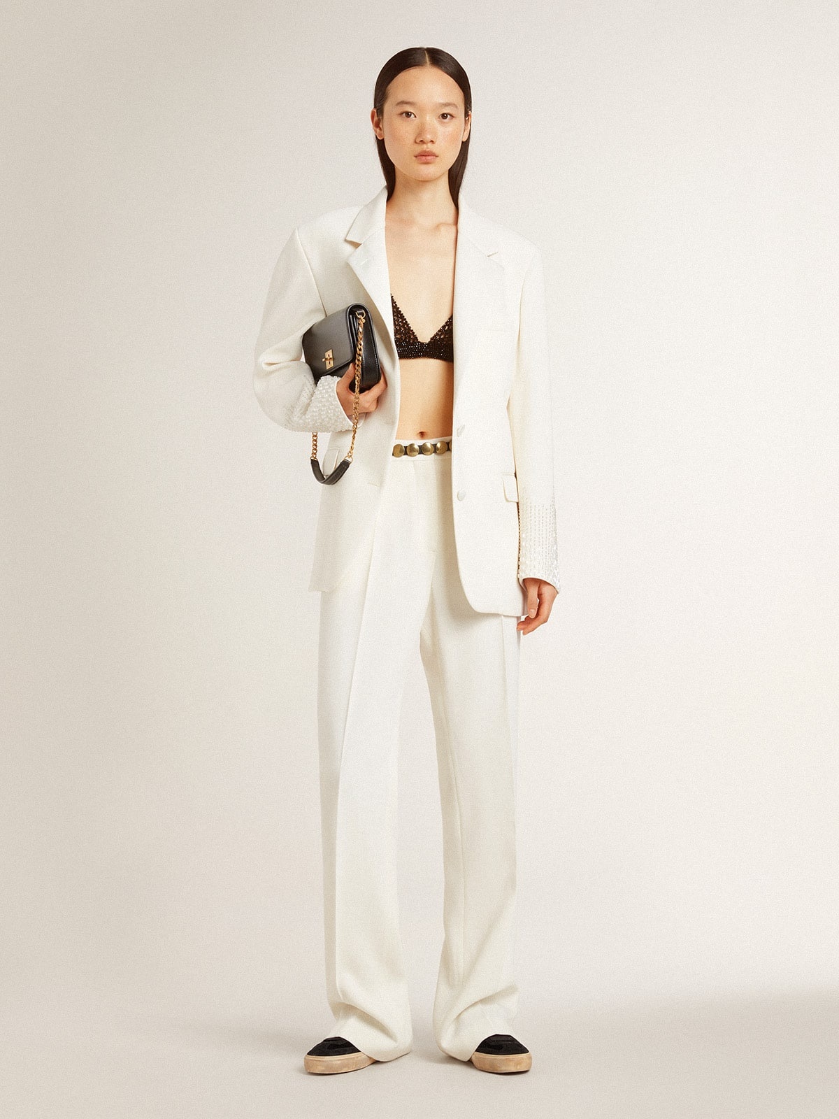 Soul Star in black velvet with white leather heel tab - 6