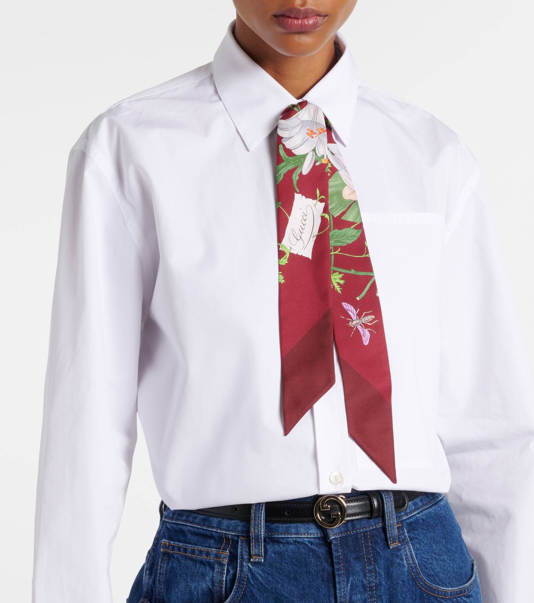 Floral silk twill scarf - 3