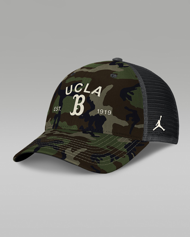 UCLA 2025 Military Appreciation Rise Men's Jordan Brand College Trucker Adjustable Hat 1