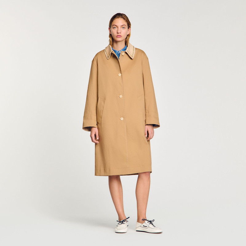Sandro TRENCH COAT WITH RHINESTONE COLLAR outlook