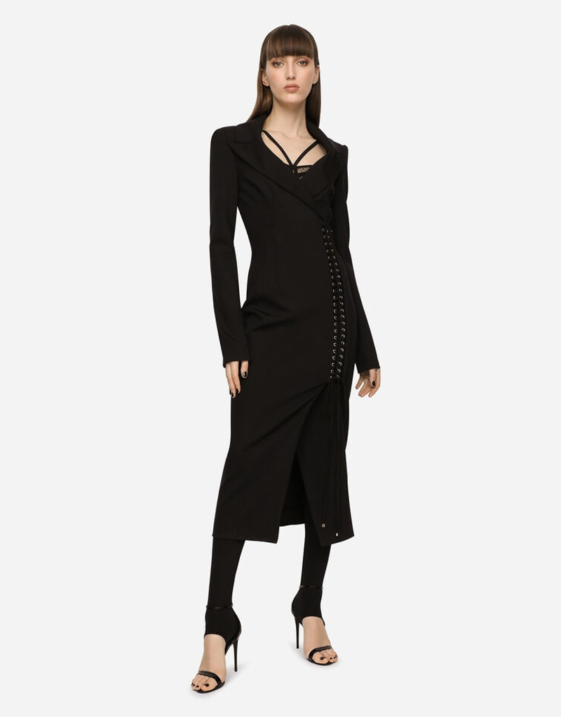 Jersey coat dress with laces and eyelets 1