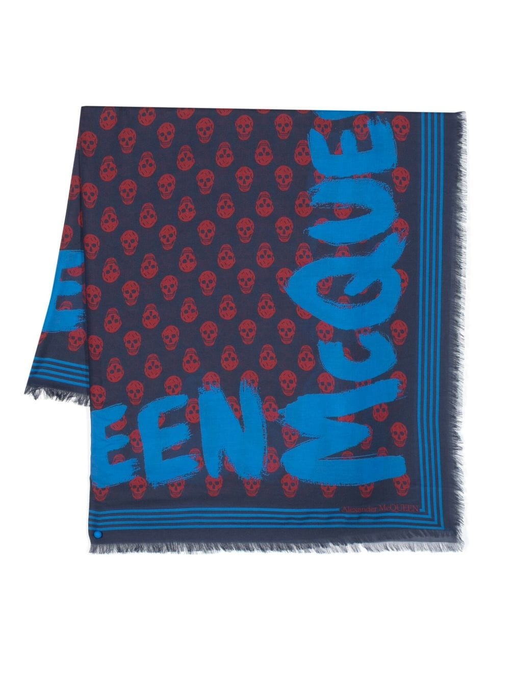 McQueen Graffiti printed frayed scarf - 1