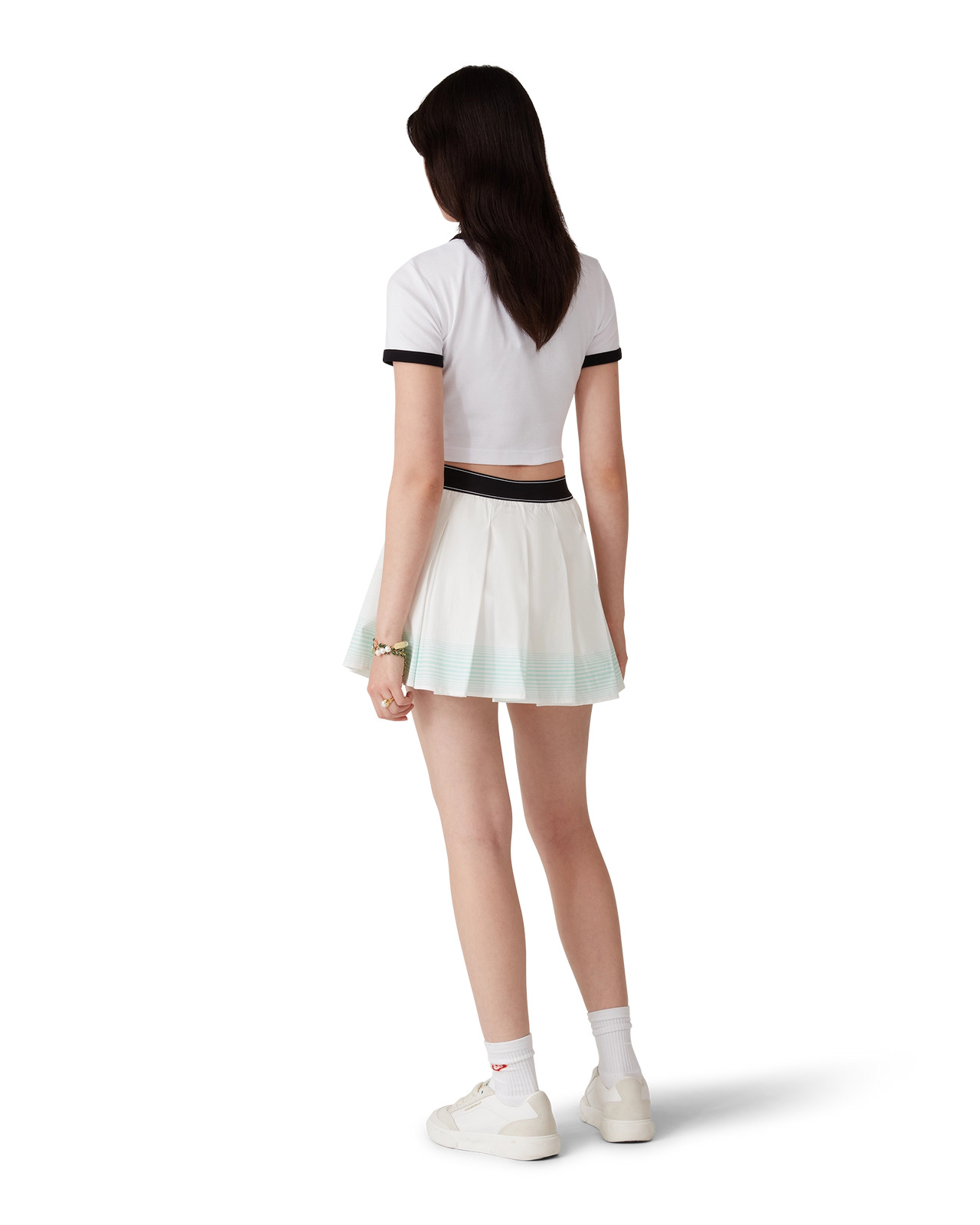 Stripe Pleated Mini Skirt - 3